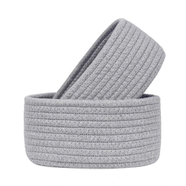 Cotton Storage Rope Woven Baskets Pack of 2 (Grey)