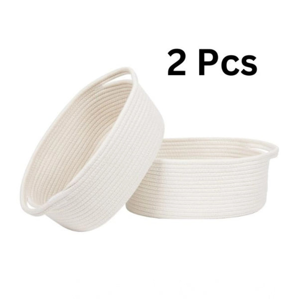 Cotton Pcs Oval Basket Storage Basket For Clothes (White)