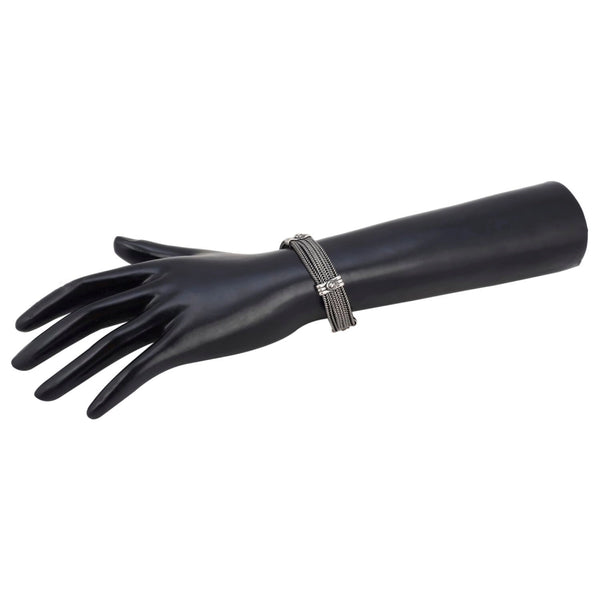 Women's Oxidised Black Silver Silver Bracelet-Silver