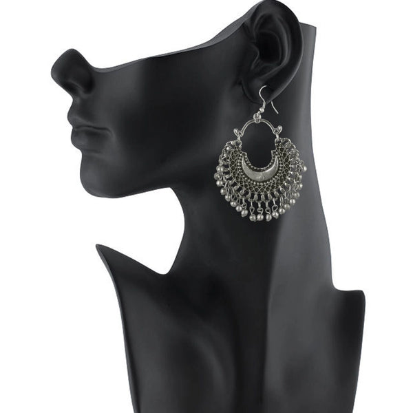 Women's Alloy, silver Plated Hook Dangler Hanging Earrings-Silver