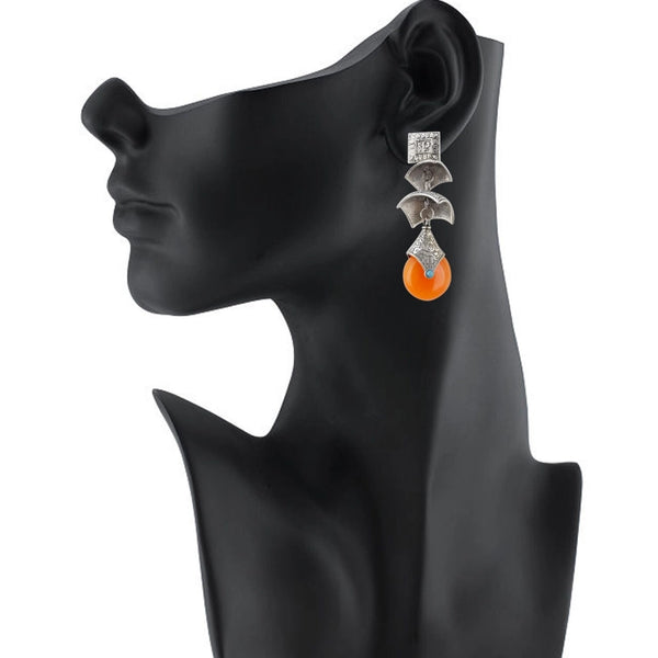 Women's Silver Plated Hook Dangler Hanging Earrings-Silver