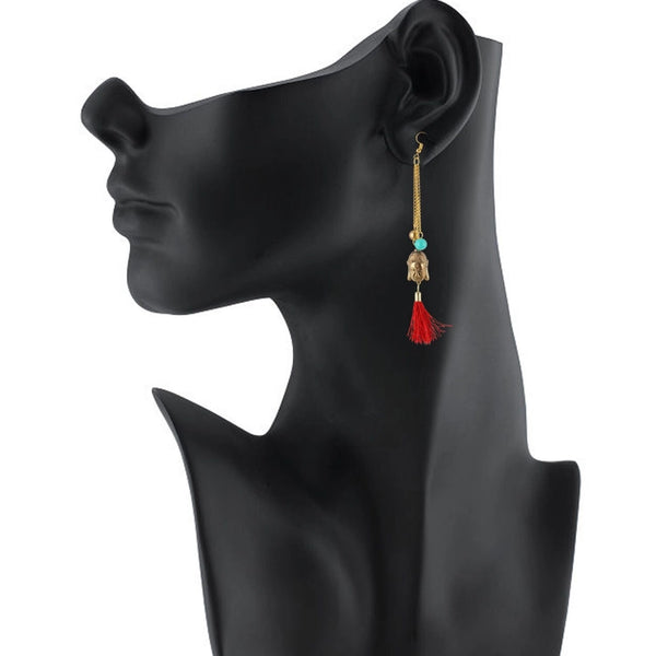 Women's Gold Plated Hook Dangler Hanging Tassel Fashion Earrings-Gold