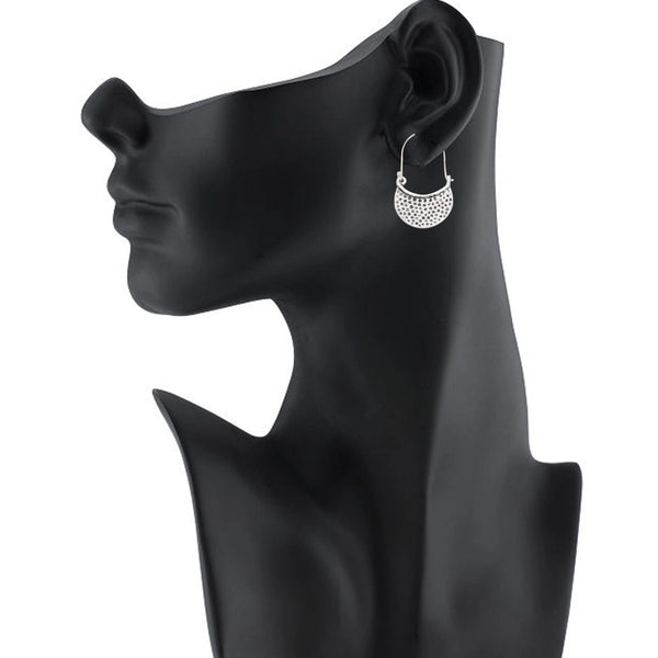 Women's Silver Plated Hook Dangler Hanging Earrings-Silver