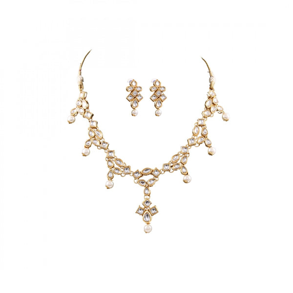 Pearl Gold Plated Kundan Necklace Set