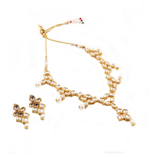 Pearl Gold Plated Kundan Necklace Set