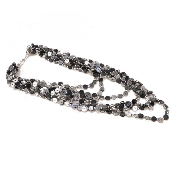Jewellery Stylish Silver Black Beads Necklace (Color: Grey)