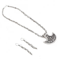 Silver Oxidised Contemporary German Silver Necklace Set For Women