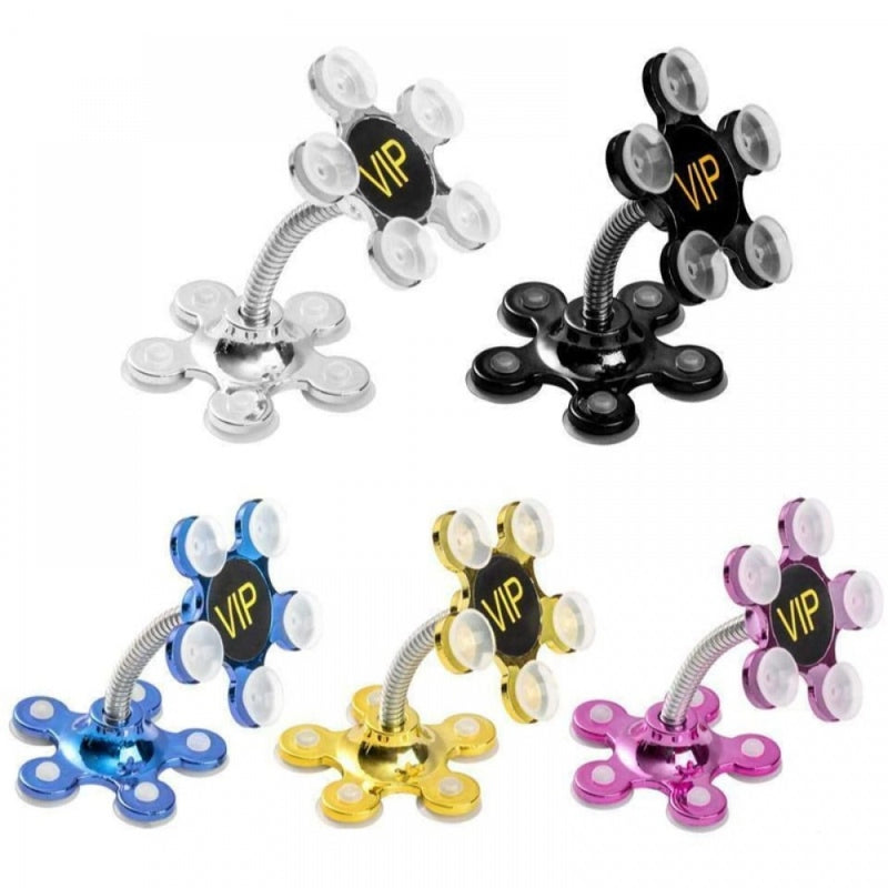 Pack Of 5 Phone Sucking Stand Flower Shape Cell Phone Holder (Color: Assorted)