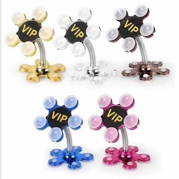 Pack Of 5 Phone Sucking Stand Flower Shape Cell Phone Holder (Color: Assorted)