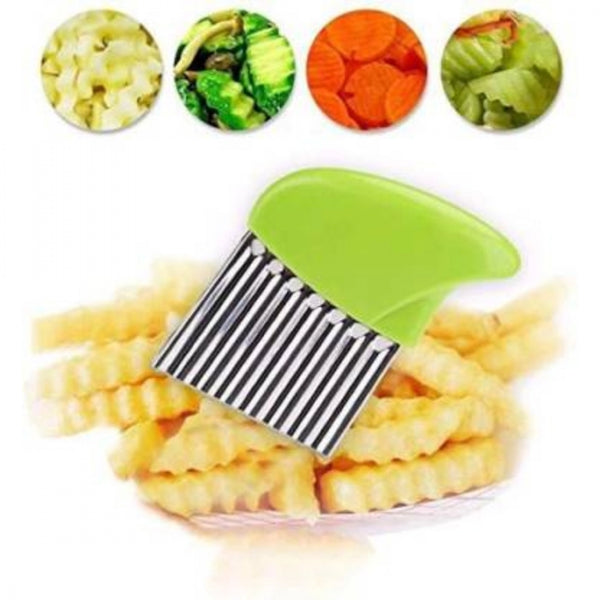 Pack Of_5 Wave Shape Stainless Steel Potato Cutter Slicer (Color:Assorted)
