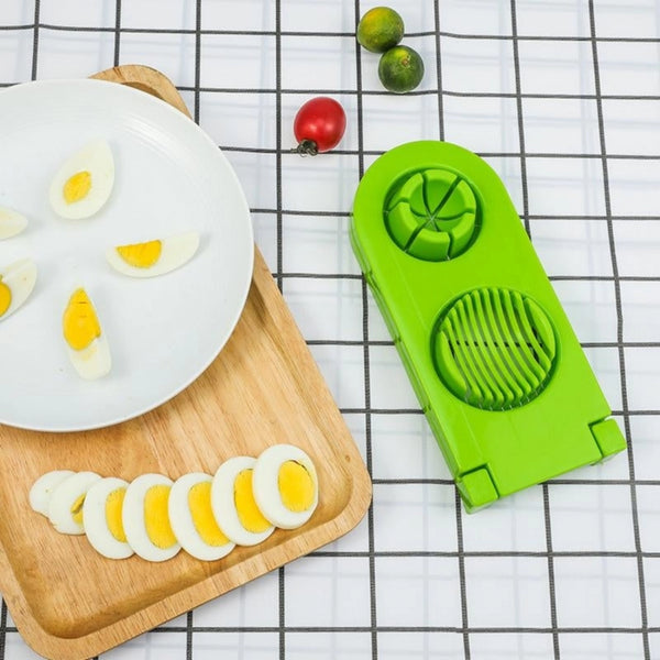 Pack Of 2 - 2 In 1 Boiled Egg and Mushroom Slicer Cutter Chopper Plastic With Stainless Steel Wired (Color:Assorted)