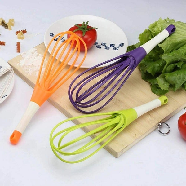 Pack Of_5 Fold Able Plastic Whisk Beater Hand Blender Mixer Froth Whisker Lassi Maker (Color:Assorted)