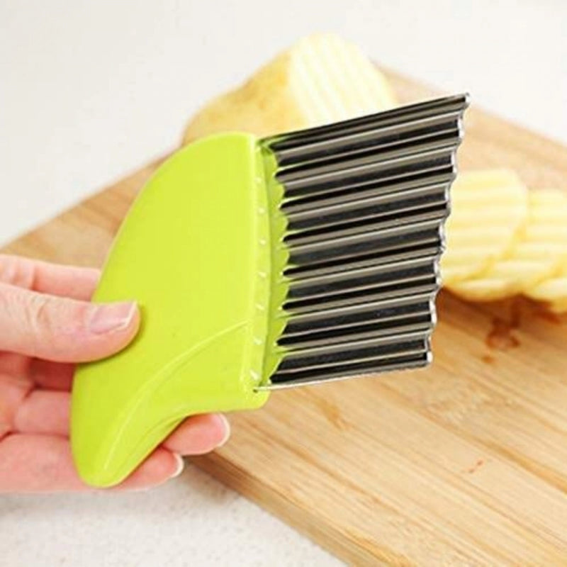 Pack Of_5 Wave Shape Stainless Steel Potato Cutter Slicer (Color:Assorted)