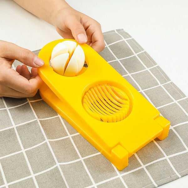Pack Of 2 - 2 In 1 Boiled Egg and Mushroom Slicer Cutter Chopper Plastic With Stainless Steel Wired (Color:Assorted)