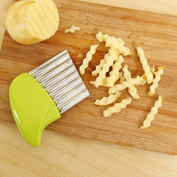 Pack Of_5 Wave Shape Stainless Steel Potato Cutter Slicer (Color:Assorted)