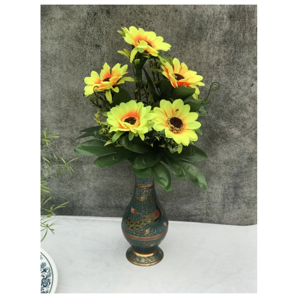 Artificial Flowers Bunch Bouquet Of 5 Sunflowers For Home Decoration (Color: Yellow, Material: Silk Polyester)