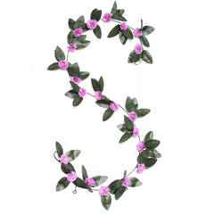 Artificial Marigold Genda Flower Vine Creeper With Big Green Leaves And 22 Flowers For Home And Party Decoraton (Purple, Material:Silk, Polyester)