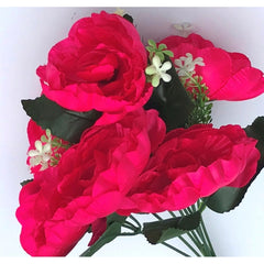Artificial Flowers Bunch Bouquet Of 7 Poppy Flowers For Home Decoration (Darkpink, Material:Silk, Polyester)