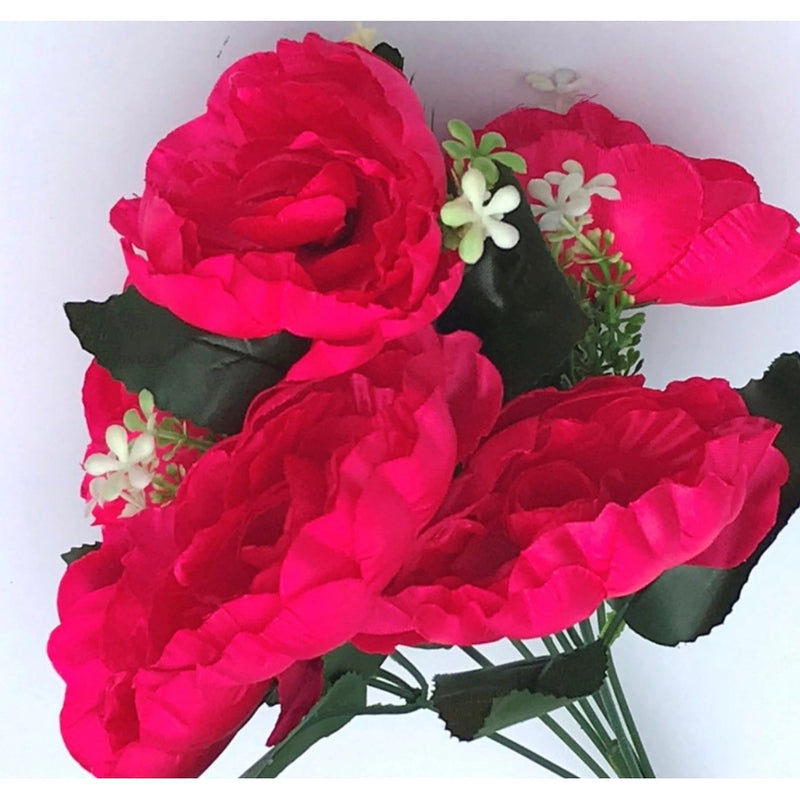 Artificial Flowers Bunch Bouquet Of 7 Poppy Flowers For Home Decoration (Darkpink, Material:Silk, Polyester)