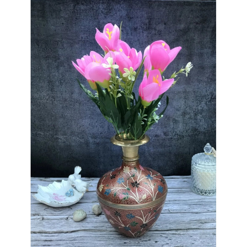 Artificial Flowers Bunch Bouquet Of Daffodil Tulip Flowers For Home Decoration (Light Pink, Material:Silk, Polyester)
