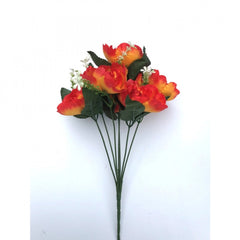 Artificial Flowers Bunch Bouquet Of 7 Poppy Flowers For Home Decoration (Orange, Material:Silk, Polyester)