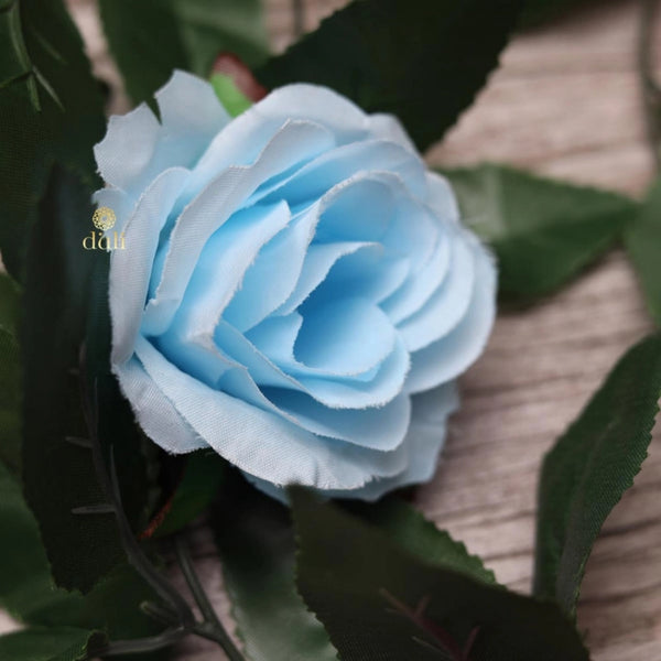Artificial Rose Vine Flowers With Green Leaves For Home Party Garden Wall Decoration (Blue, Material:Silk, Polyester)