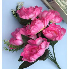 Artificial Flowers Bunch Bouquet Of 7 Poppy Flowers For Home Decoration (Light Pink, Material:Silk, Polyester)