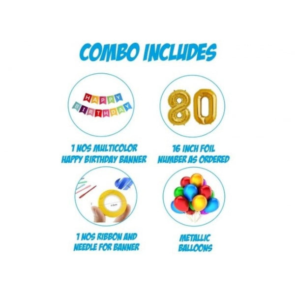 19Th Happy Birthday Decoration Combo With Multi Color Banner (Multicolor)
