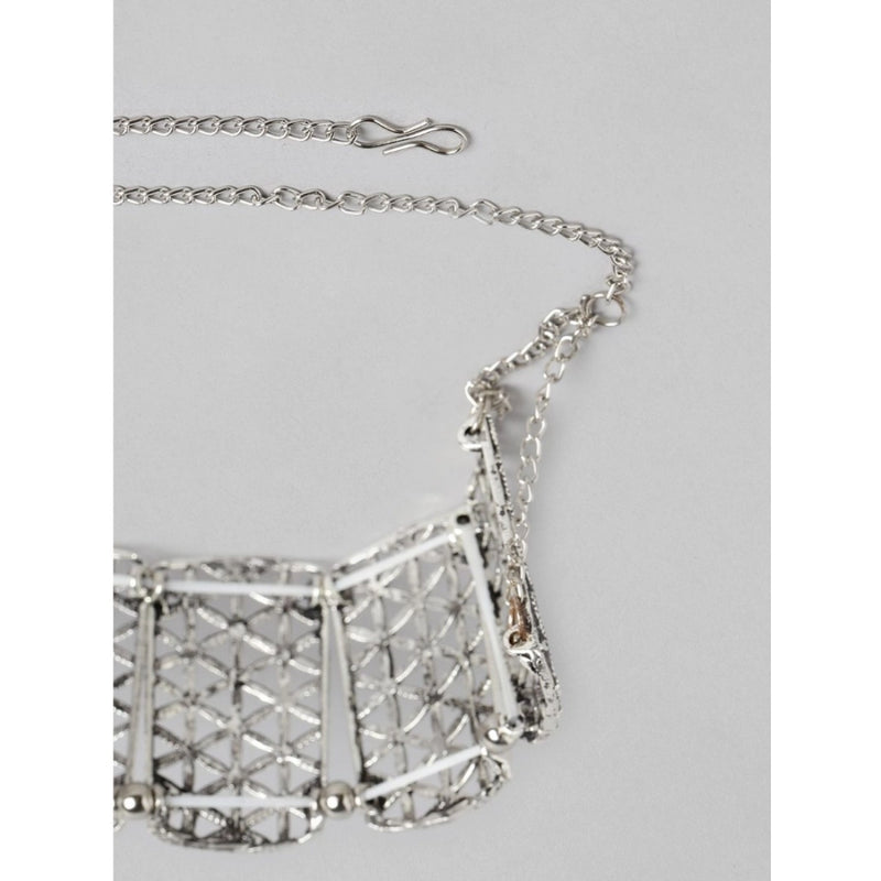 Women's Rose Gold Plated Alloy Choker (Silver)