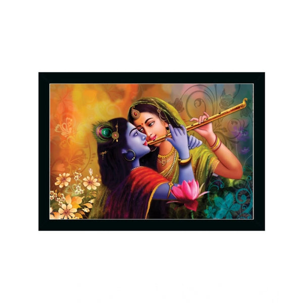 Generic Radha Krishna Painting with Synthetic Photo Frame (Multicolor)