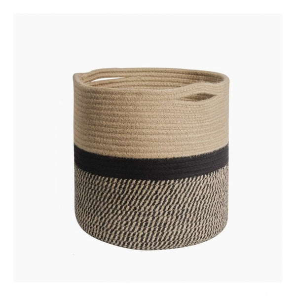 Cotton Large Woven Storage Basket 11x11 Inch Pack of 1 (Beige)