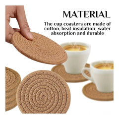 Cotton Rope Drink Coasters 4 Pcs Set (Beige)