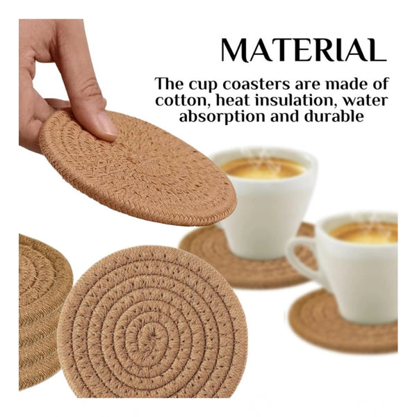 Cotton Rope Drink Coasters 4 Pcs Set (Beige)