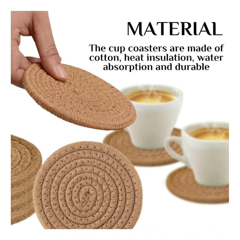 Cotton Rope Drink Coasters 4 Pcs Set (Beige)