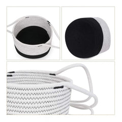 Cotton Hanging Planter Flower Basket Pack of 1 (Black & White)