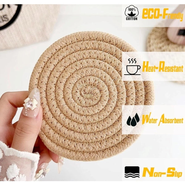 Cotton Rope Drink Coasters 6 Pcs Set (Multicolor)
