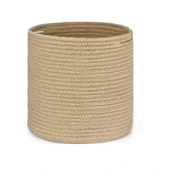 Cotton Large Woven Storage Basket 11x11 Inch Pack of 1 (Beige)