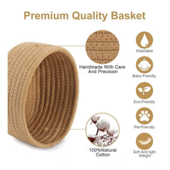 Cotton Storage Rope Woven Baskets Pack of 2 (Beige)