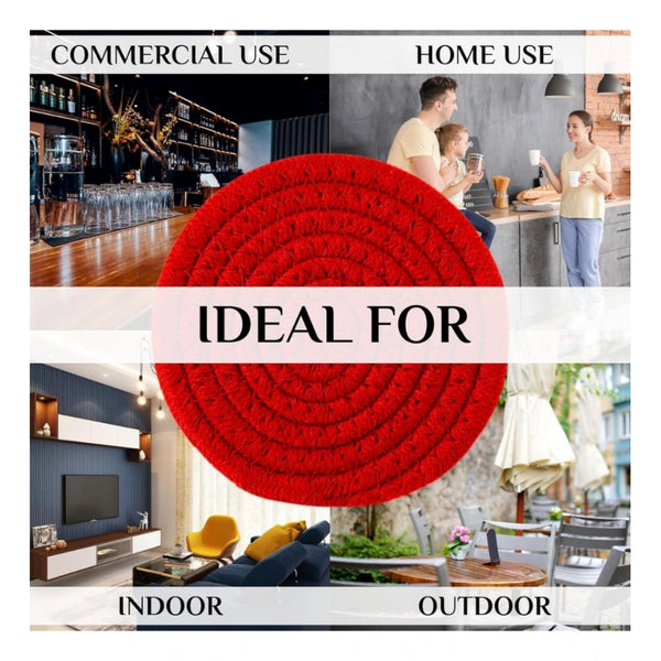 Cotton Rope Drink Coasters 4 Pcs Set (Red)