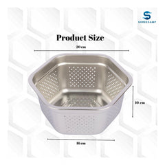 Steel Washing Stainless Steel Colander Basin (Silver)