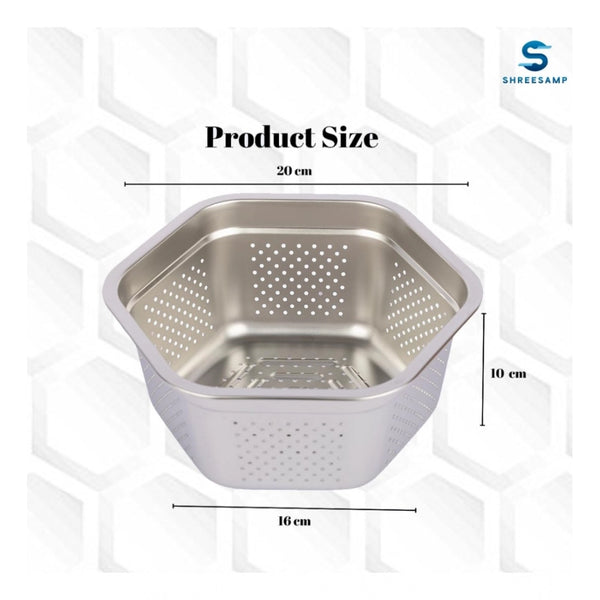 Steel Washing Stainless Steel Colander Basin (Silver)