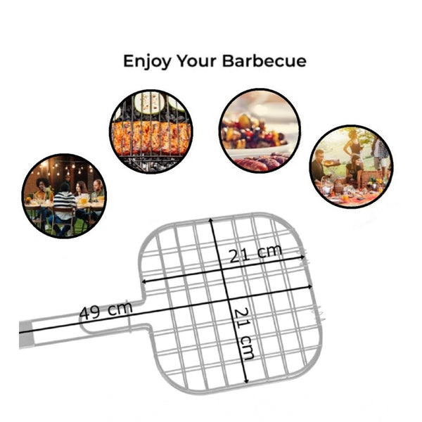 Steel Grill Portable Stainless Steel With Handle Square (Black)