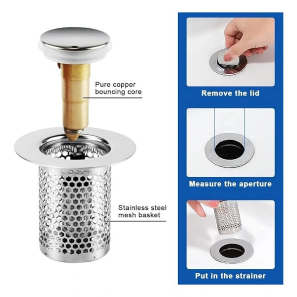 Steel Drain Filter Pop-Up Sink (Silver)