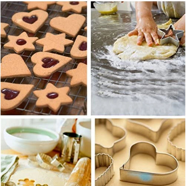 Steel & Plastic 12 Pcs Cookie Cutter with Different Shape (Multicolor)