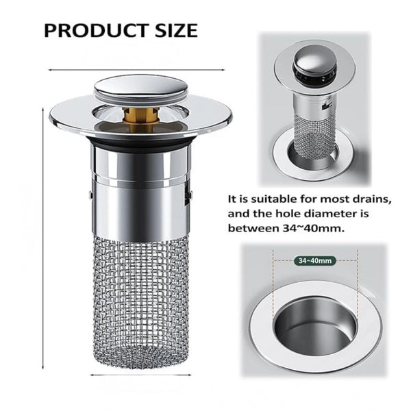 Steel Drain Filter Pop-Up Sink (Silver)