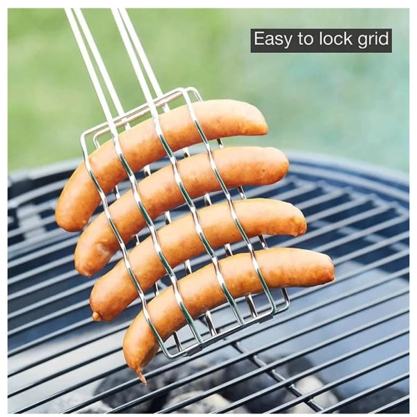 Steel Hot Dog Roast Grilling Tray Plated (Silver)