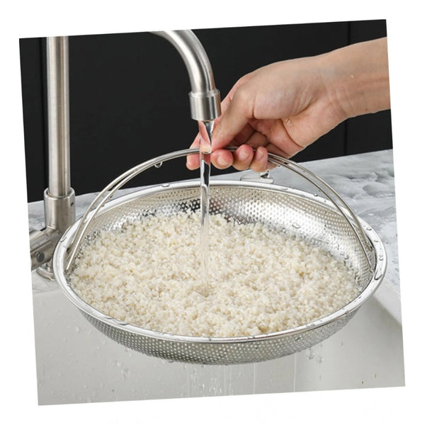 Steel Basket Plate Household Food Steamer Stainless Steel Handle (Silver)