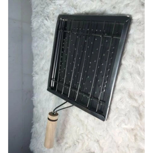 Steel Toaster Black Square Stainless Steel Papad Jali (Black)