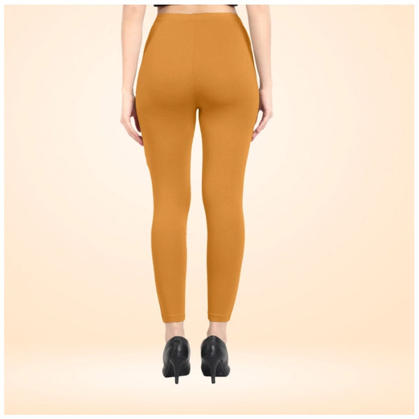 Women's Cotton Blended Solid Ankle legging (Mustard Yellow)