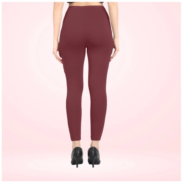 Women's Cotton Blended Solid Ankle legging (Maroon)